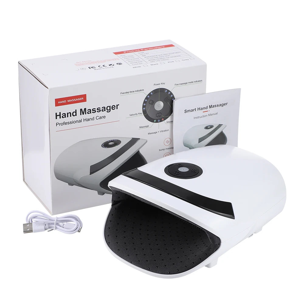 Electric 360° Air Pressure Hand Massager Airbag Shiatsu Kneading Palm Wrist Fingers Acupoint Hot Compress Hand Massage SPA Care