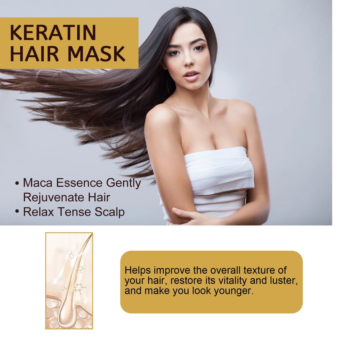 Magical Hair Mask Softens Frizz Repairs Damage Fine Hair Anti-loss Smooth Shiny Hair For Dry Damaged Hair Deep Moisturizing