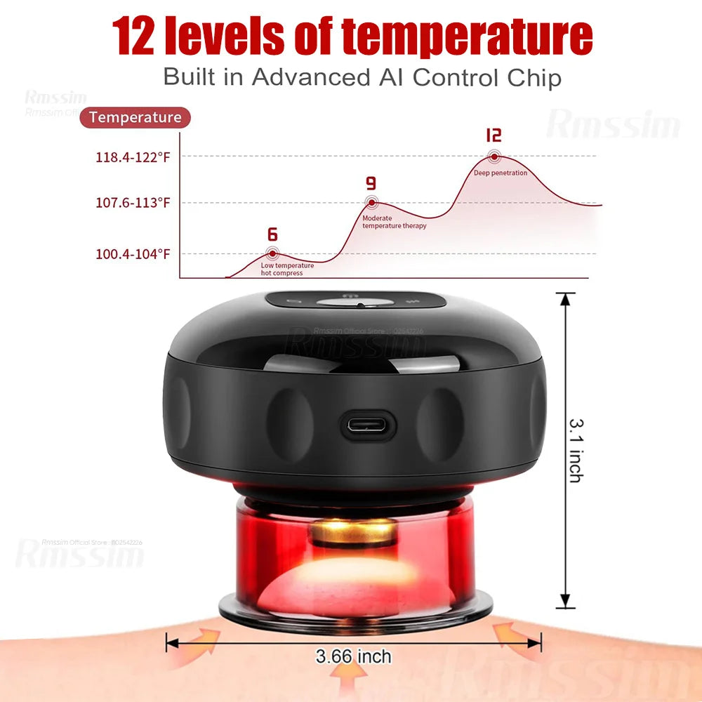 Body Scraping Massage Smart Electric Vacuum Cupping Heating Suction Cup Device Back Neck Arm Massger Relieve Fatigue