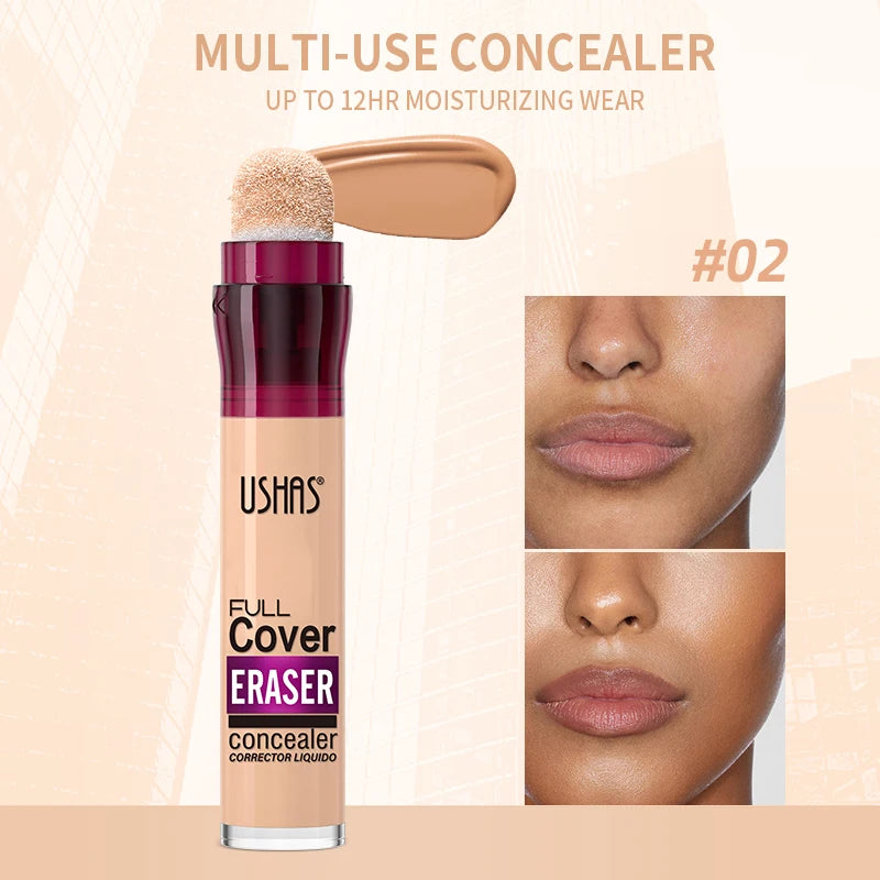 New Sponge Head Concealer for Dark Circles Freckles Acne Pigmentation and Blemishes Long Lasting Moisturizing Liquid Foundation