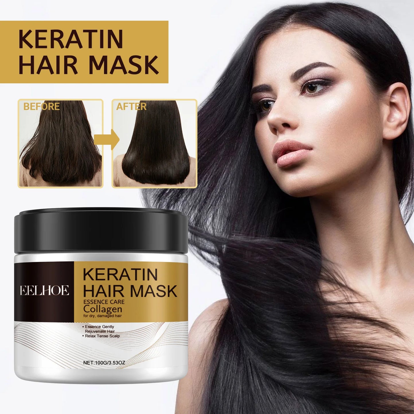Magical Hair Mask Softens Frizz Repairs Damage Fine Hair Anti-loss Smooth Shiny Hair For Dry Damaged Hair Deep Moisturizing