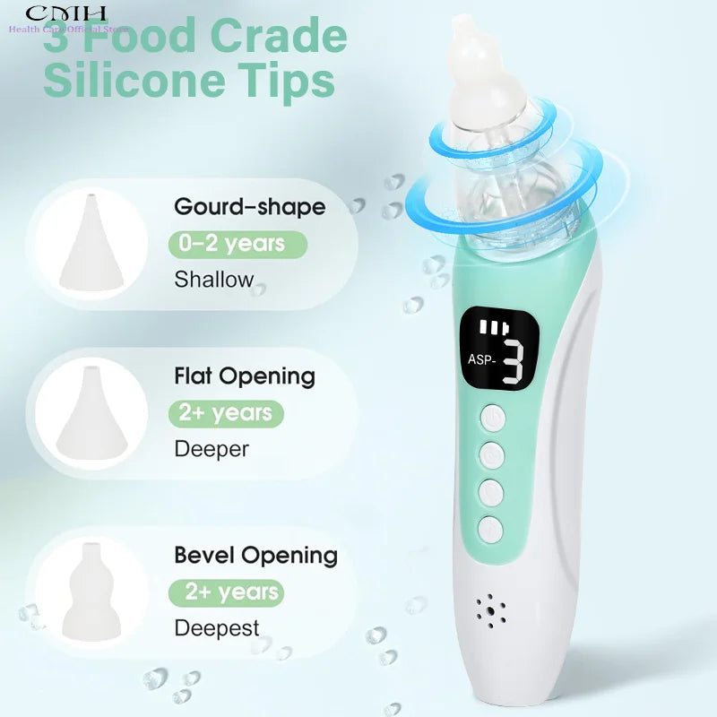 CMH Baby Electric Nasal Aspirator 3 Suction Modes Food Grade Silicone Rechargeable USB Soothing Music Safe Baby Nasal Cleaner