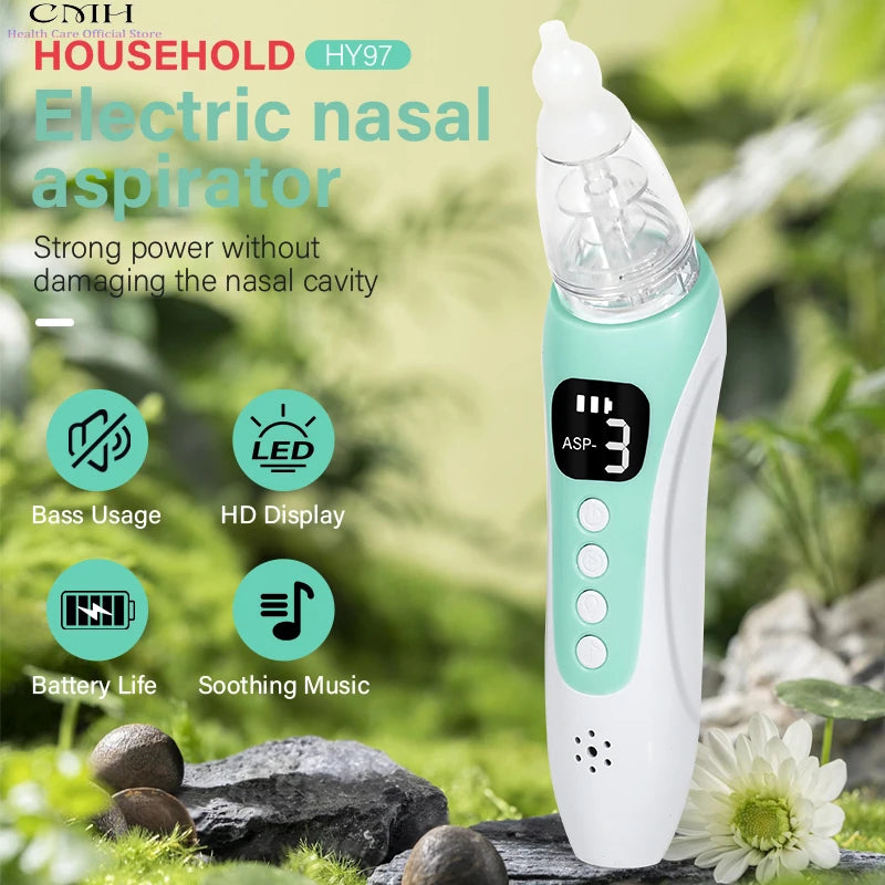 CMH Baby Electric Nasal Aspirator 3 Suction Modes Food Grade Silicone Rechargeable USB Soothing Music Safe Baby Nasal Cleaner
