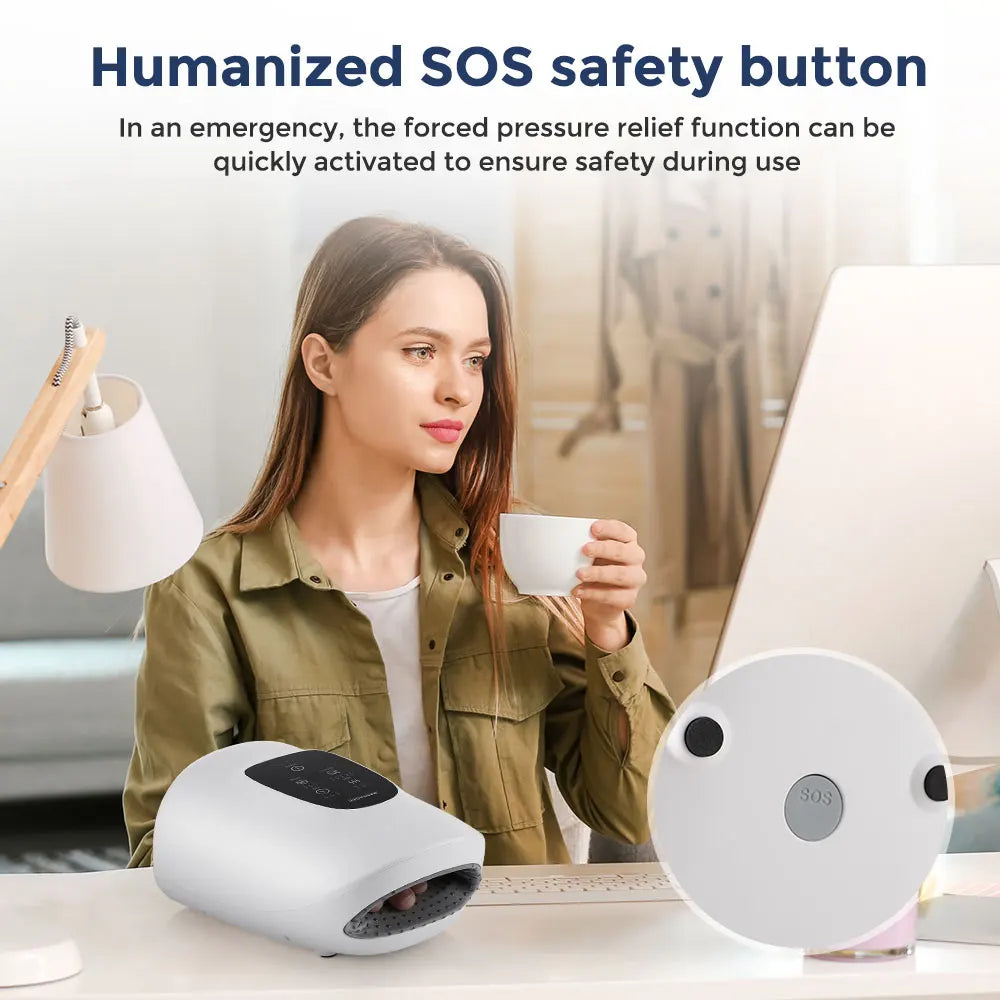 Electric 360° Air Pressure Hand Massager Airbag Shiatsu Kneading Palm Wrist Fingers Acupoint Hot Compress Hand Massage SPA Care