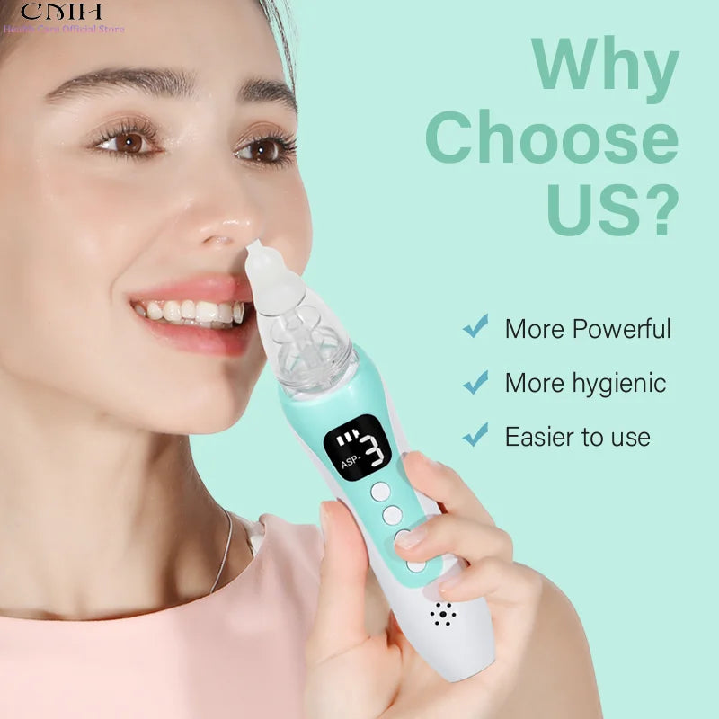 CMH Baby Electric Nasal Aspirator 3 Suction Modes Food Grade Silicone Rechargeable USB Soothing Music Safe Baby Nasal Cleaner