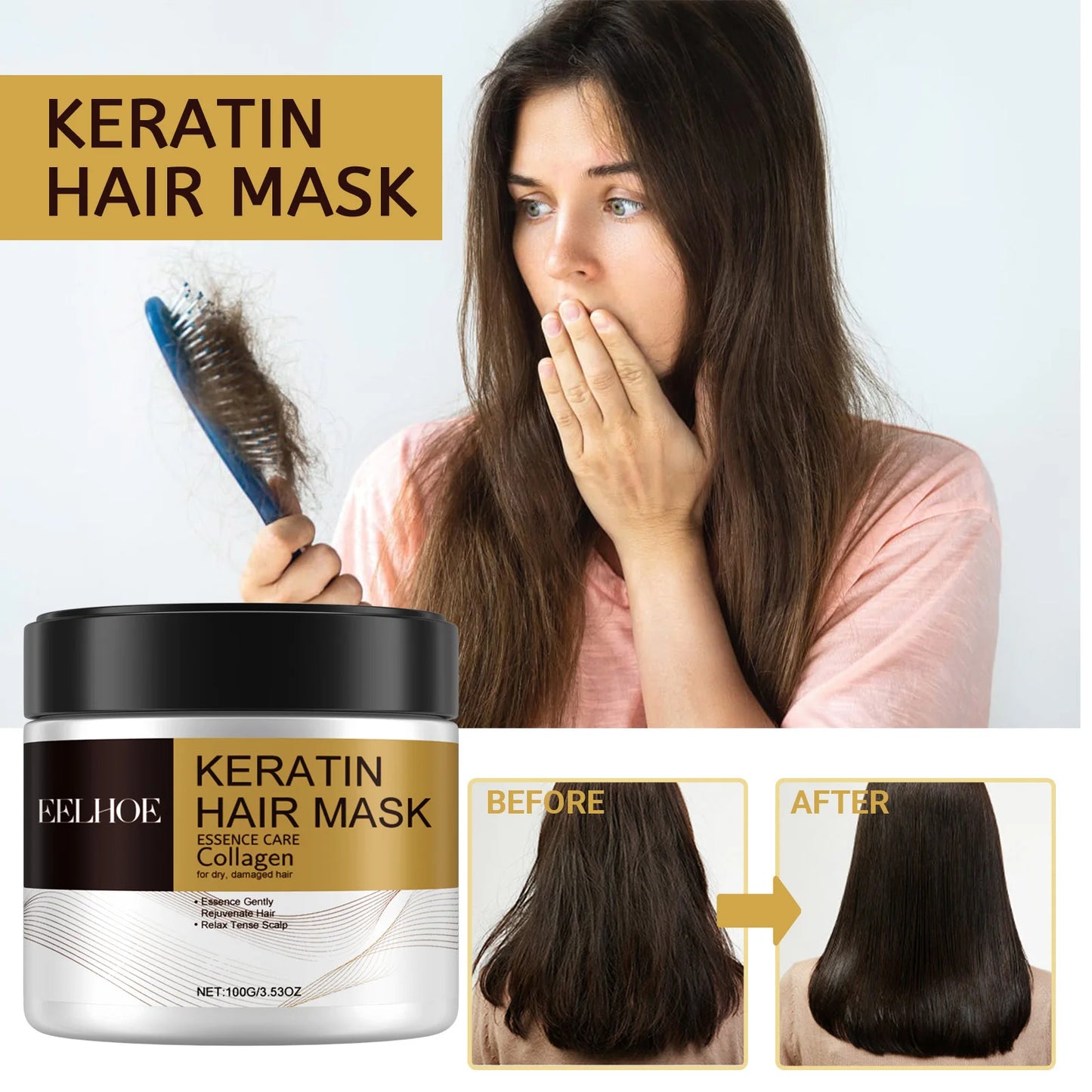 Magical Hair Mask Softens Frizz Repairs Damage Fine Hair Anti-loss Smooth Shiny Hair For Dry Damaged Hair Deep Moisturizing