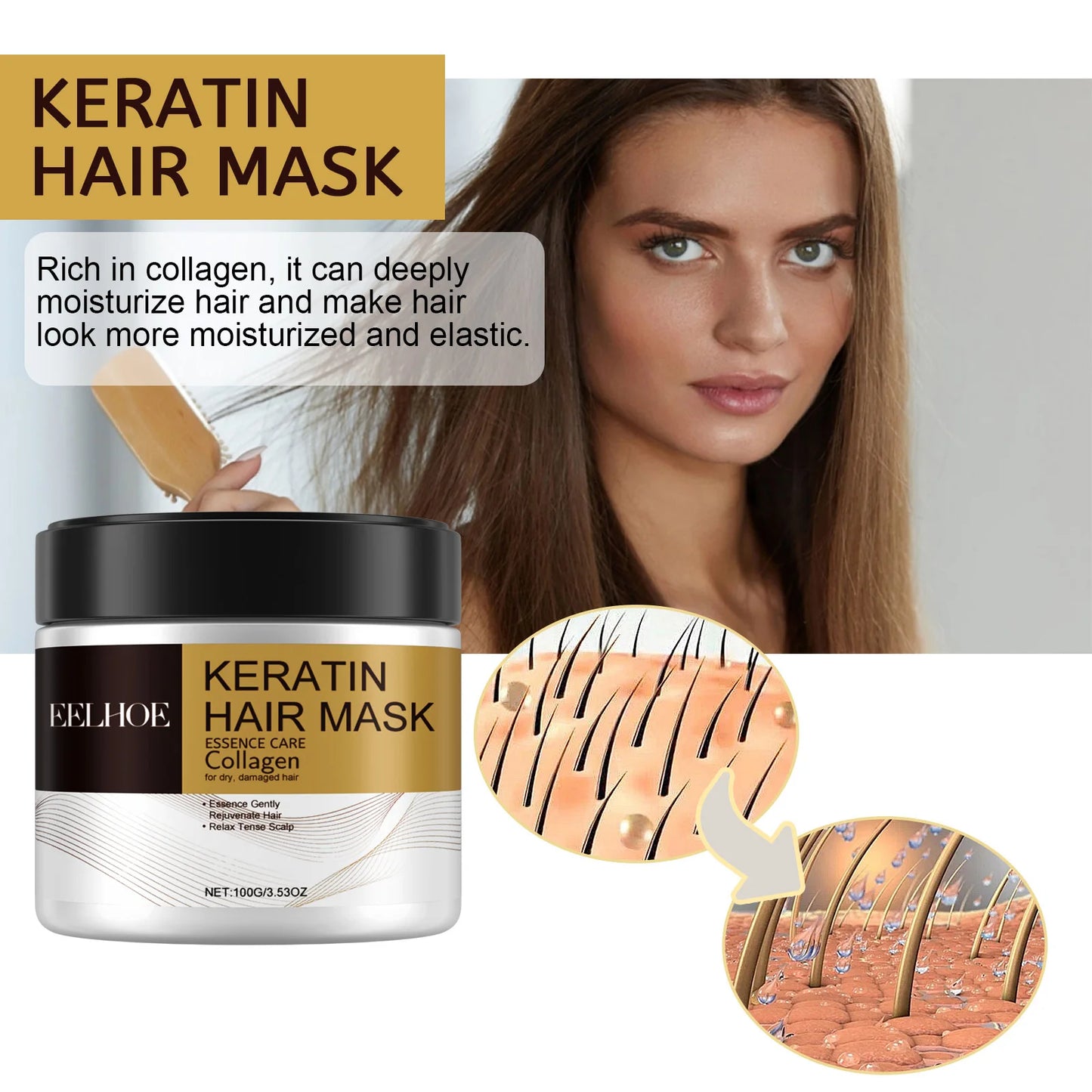 Magical Hair Mask Softens Frizz Repairs Damage Fine Hair Anti-loss Smooth Shiny Hair For Dry Damaged Hair Deep Moisturizing