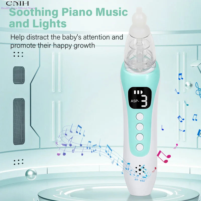 CMH Baby Electric Nasal Aspirator 3 Suction Modes Food Grade Silicone Rechargeable USB Soothing Music Safe Baby Nasal Cleaner