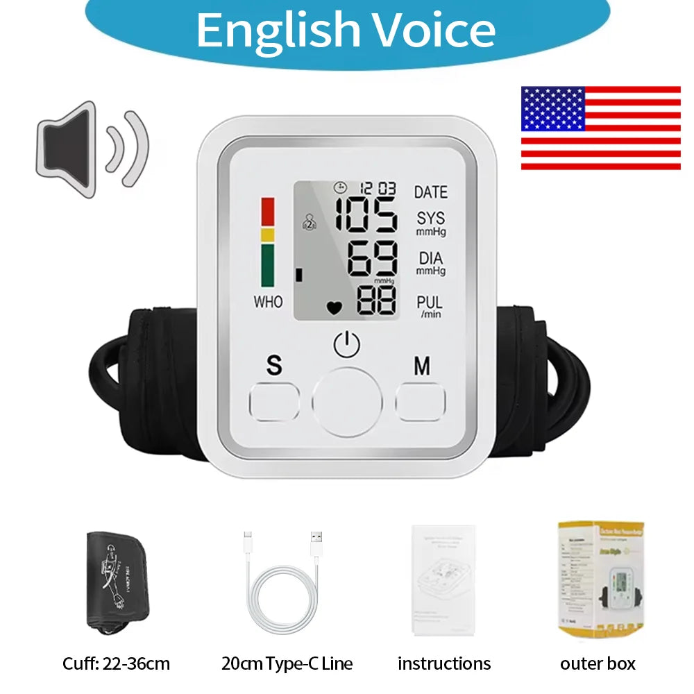 New Blood Pressure Monitor Upper Arm Automatic Tonometer Digital Tensiometer BP Monitor Medical Sphygmomanometer Health Care