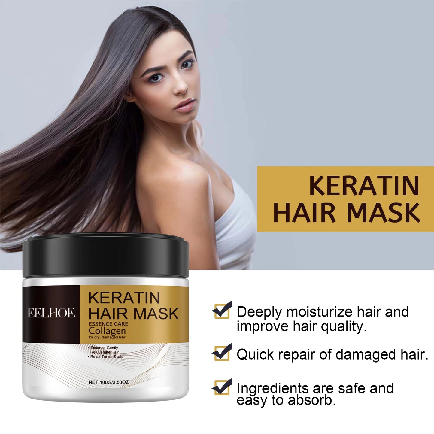 Magical Hair Mask Softens Frizz Repairs Damage Fine Hair Anti-loss Smooth Shiny Hair For Dry Damaged Hair Deep Moisturizing