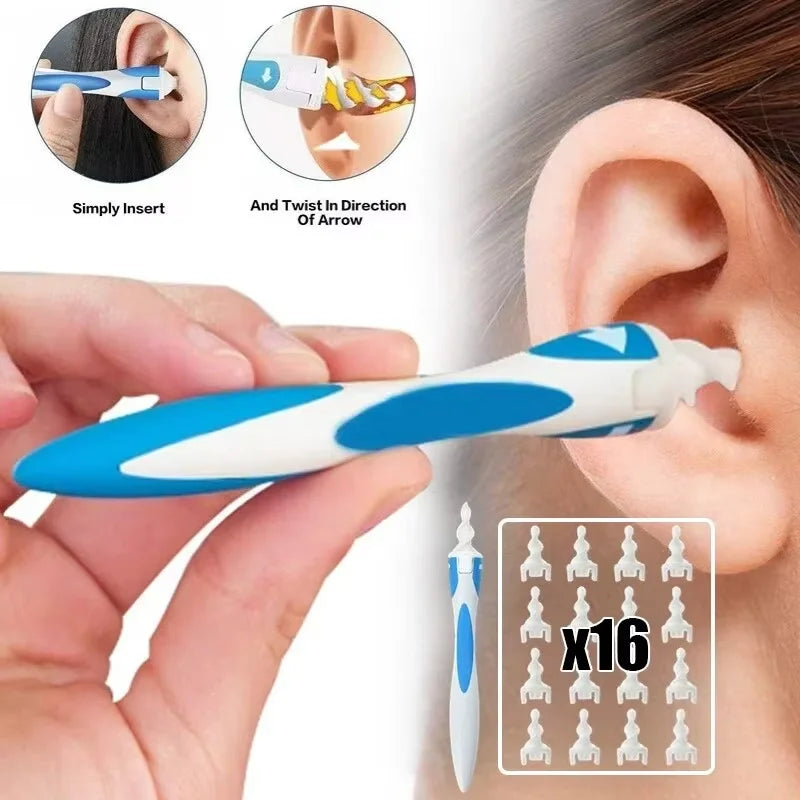 Portable Silicone 16 pcs Ear Cleaning Tools Tools Ear Scoop Cleaning Ear Wax Soft Spiral Beauty Care Gadget Personal Hygiene Set