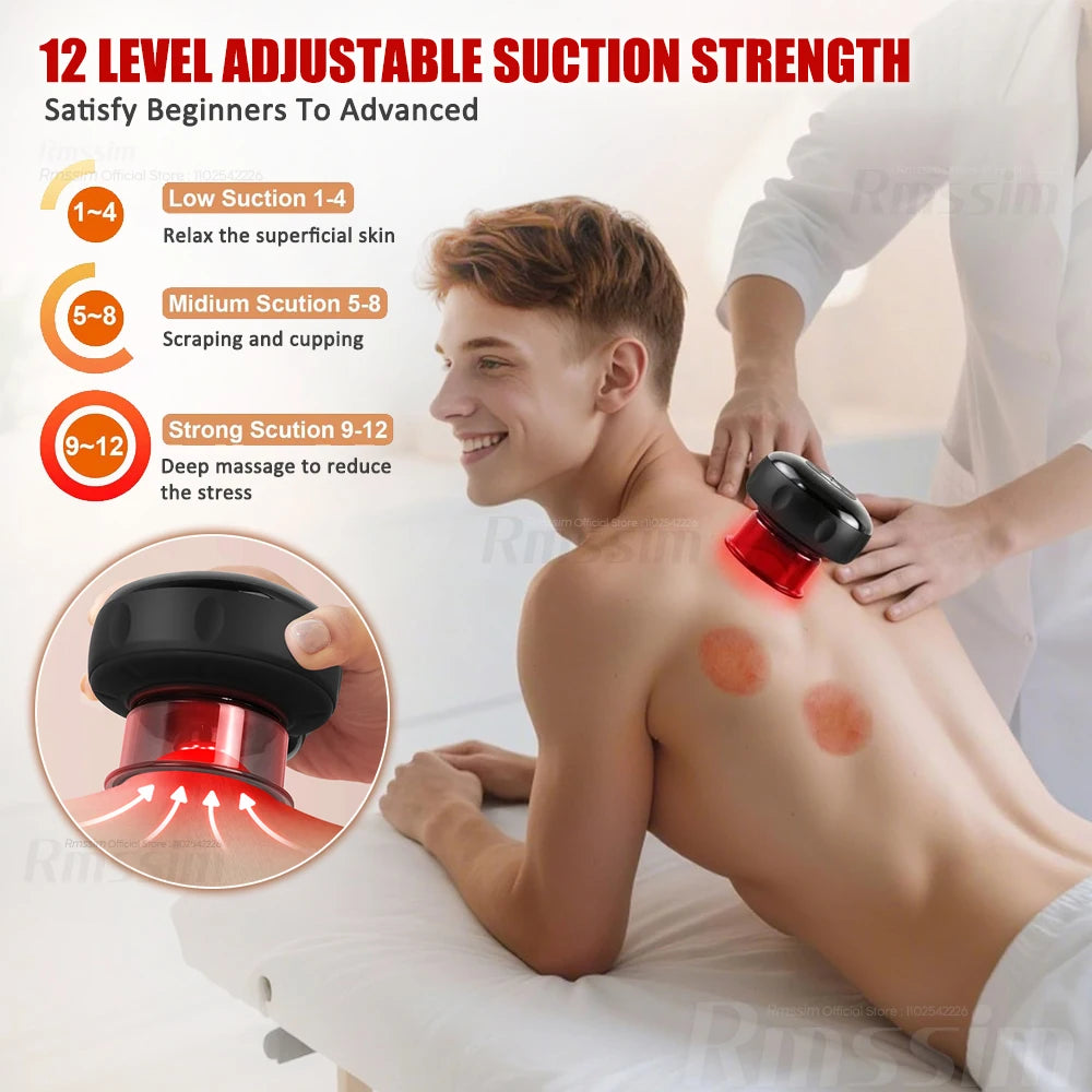 Body Scraping Massage Smart Electric Vacuum Cupping Heating Suction Cup Device Back Neck Arm Massger Relieve Fatigue