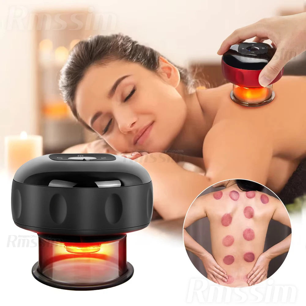 Body Scraping Massage Smart Electric Vacuum Cupping Heating Suction Cup Device Back Neck Arm Massger Relieve Fatigue